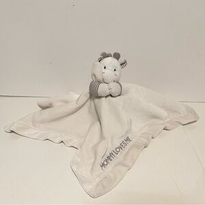 Carters Mommy Loves Me Giraffe Lovey Plush Security Blanket White Satin Silver